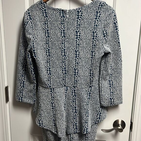 NWT TYLER BOE Women's Blue Reptile Print Long Sleeve Peplum Knit Dress Sz S - Picture 7 of 8